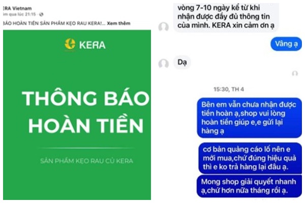 Fanpage kẹo KERA chặn khách hàng khi yêu cầu hoàn tiền, khách liên hệ qua nền tảng khác cũng không được phản hồi, khả năng mất thanh khoản