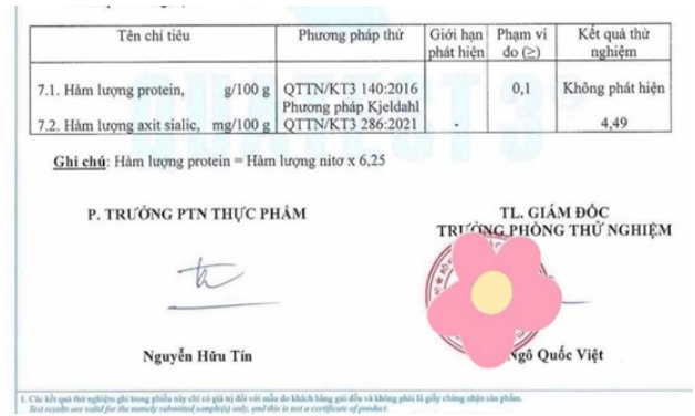 Lộ bản kiểm nghiệm thành phần của hãng yến sào dính lùm xùm vừa qua: ‘Kết quả không có protein, nghĩa là sản phẩm yến sao này không hề có yến như Phạm Thoại và Bác sĩ Cung quảng bá