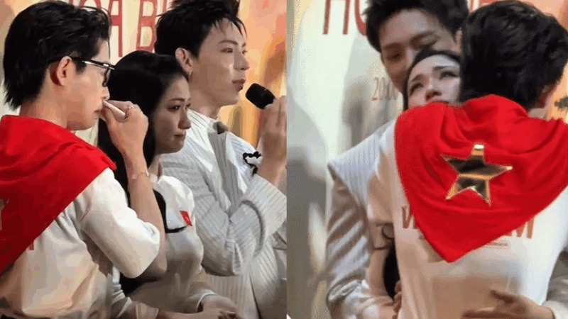 Giữa sự kiện, Hòa Minzy bật khóc vì tin buồn gia đình – dàn nghệ sĩ vây quanh an ủi khiến ai cũng nghẹn lòng
