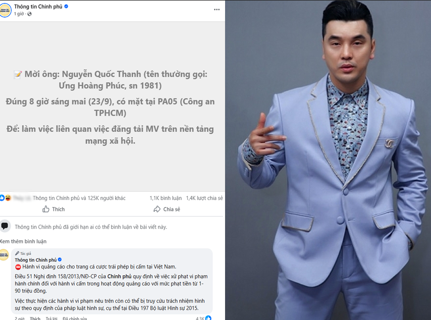 Trang Thông tin Chính Phủ bất ngờ gọi tên Ưng Hoàng Phúc: Nội dung căng đét, nhắc cả Bộ luật Hình sự vào cuộc