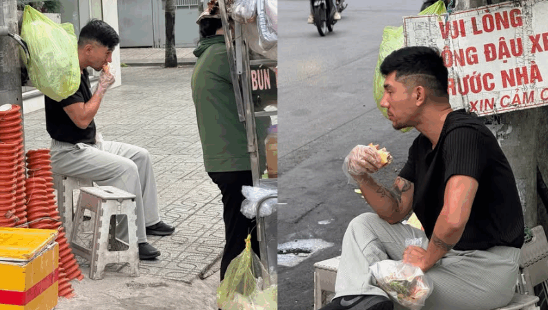 Xôn xao hình ảnh Lương Bằng Quang thất thần ngồi ăn bánh mì giữa phố sau khi Ngân 98 bị bắt: Nhìn mà thấy thương, ai ngờ có ngày anh ra nông nỗi này