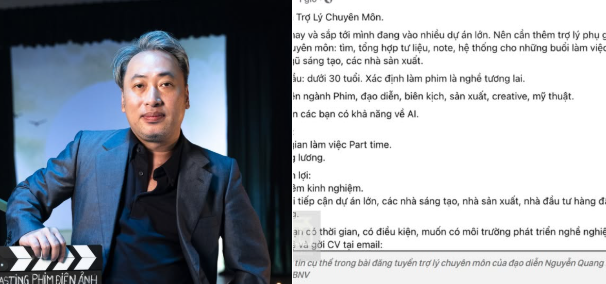 Tuyển trợ lý không lương, đạo diễn Nguyễn Quang Dũng có đang “lách luật”? Luật sư lên tiếng phân tích khiến dư luận giật mình