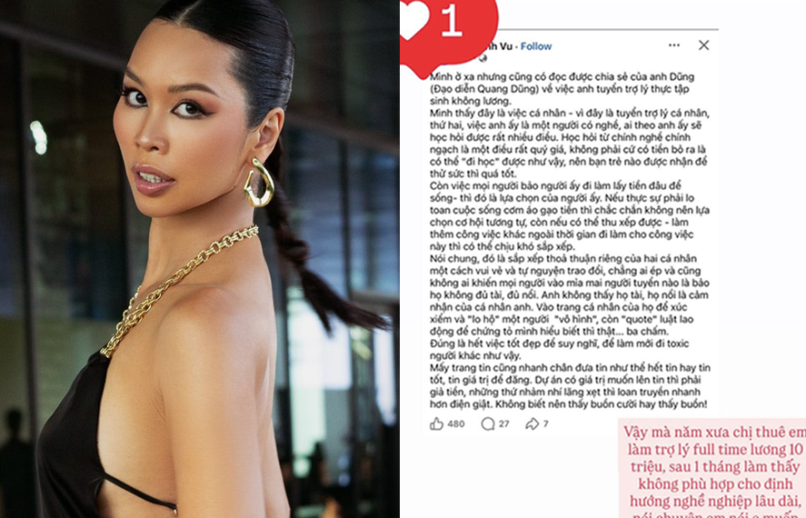 Siêu mẫu Hà Anh bị trợ lý cũ tố quỵt lương, netizen sôi sục: Lên mạng dạy đời vụ Nguyễn Quang Sáng tuyển trợ lý không lương, giờ nhìn lại thật nực cười