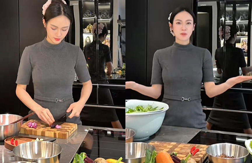 Vũ Thúy Quỳnh đăng clip nấu ăn nhưng CĐM “đứng hình”: Thứ phản chiếu trong tủ lạnh mới là điều khiến ai cũng thở dài