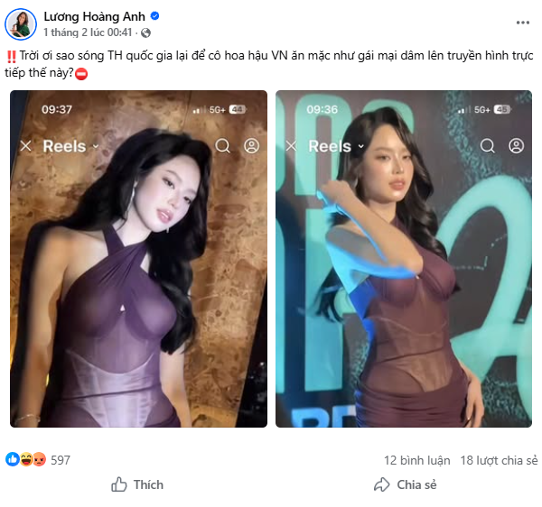 Vợ cũ Huy Khánh đăng bài đánh giá nặng nề về trang phục của hoa hậu Thanh Thủy tại sự kiện: Chê thẳng nàng hậu ăn mặc như g::á::i ‘m::ậ::m d:a:i’