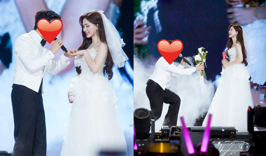 Hòa Minzy được nam ca sĩ bất ngờ cầu hôn ngay trên sân khấu, lần đầu diện váy cô dâu khiến fan xúc động rơi nước mắt
