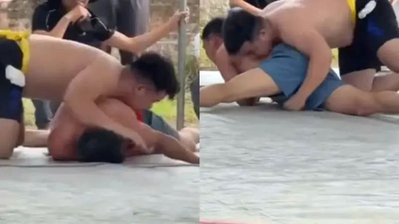 Đoạn clip ghi lại khoảnh khắc đô vật gục xuống ngay giữa pha ra đòn, mọi nỗ lực cứu chữa đều không thành khiến người xem không khỏi xót xa