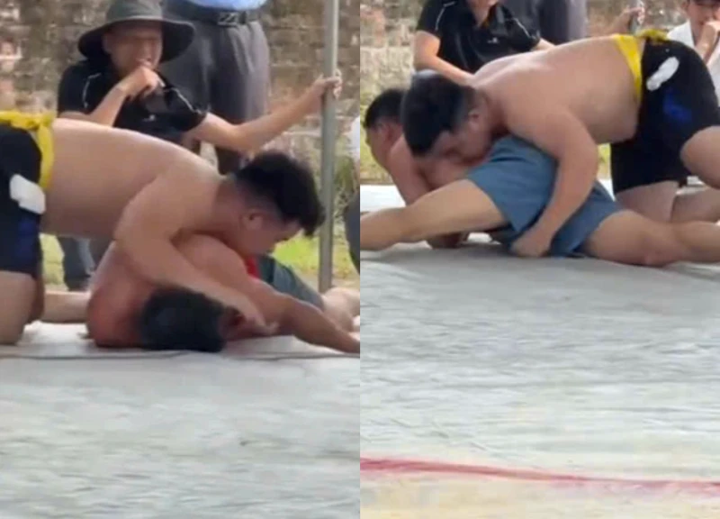 Đoạn clip ghi lại khoảnh khắc đô vật gục xuống ngay giữa pha ra đòn, mọi nỗ lực cứu chữa đều không thành khiến người xem không khỏi xót xa