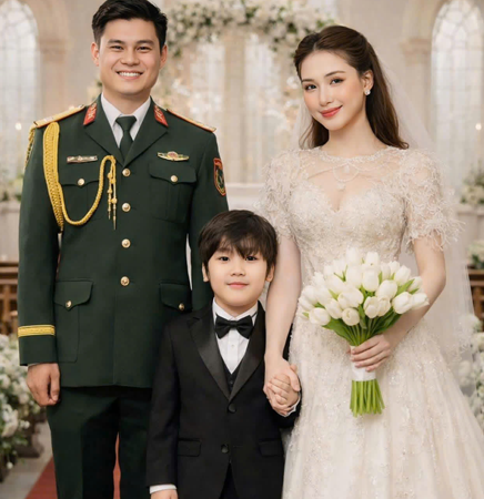 Xôn xao ảnh đám hỏi của Hòa Minzy và Đại úy Thăng Văn Cương: Khoảnh khắc 3 người hạnh phúc khiến ai nhìn cũng vui lây