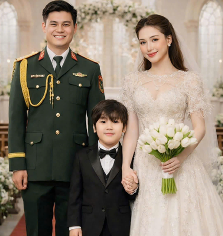 Xôn xao ảnh đám hỏi của Hòa Minzy và Đại úy Thăng Văn Cương: Khoảnh khắc 3 người hạnh phúc khiến ai nhìn cũng vui lây