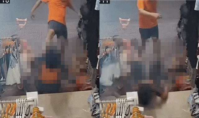 Phẫn nộ cảnh người đàn ông xông vào cửa hàng ở Hà Nội, đá thẳng vào mặt người phụ nữ đang trông con nhỏ: Hành vi côn đồ gây bức xúc tột độ!